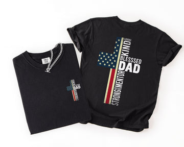 American Dad USA Flag Christian 4th of July Heritage Collection Comfort Colors Tee