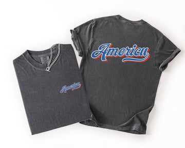 America United States Flag Emblem Patriotic Fourth Of July Celebration Edition Comfort Colors Tee