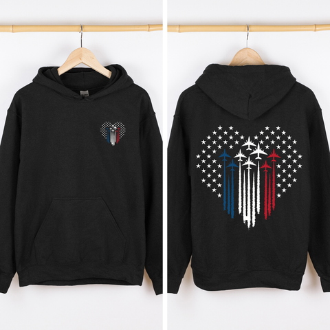 American Fighter Jets, Heart, USA, 4th of July Unisex Sweatshirt