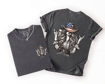 American Girl, Country, Hat, Western, USA, 4th of July Comfort Colors T-Shirt