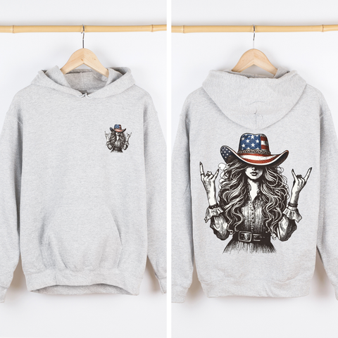 American Girl, Country, Hat, Western, USA, 4th of July Sweatshirt