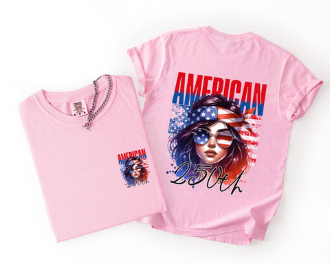 American Girl, 250th Anniversary, USA, US Flag, 4th of July Comfort Colors T-Shirt