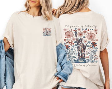 250 Years Of Liberty, Statue of Liberty, USA, Patriotic, America Pocket Comfort Colors T-Shirt