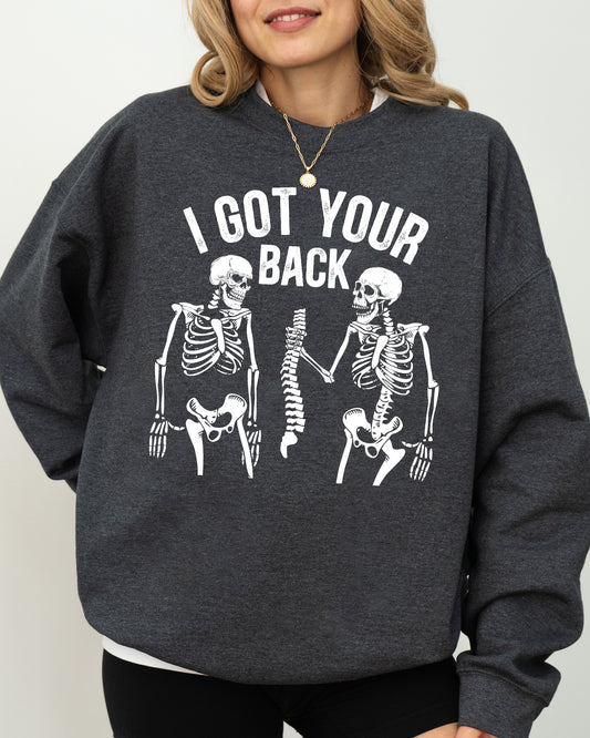 I Got Your Back, Skeleton, Witch, Aesthetic, Funny, Meme, Halloween, Spooky, Costume Sweatshirt