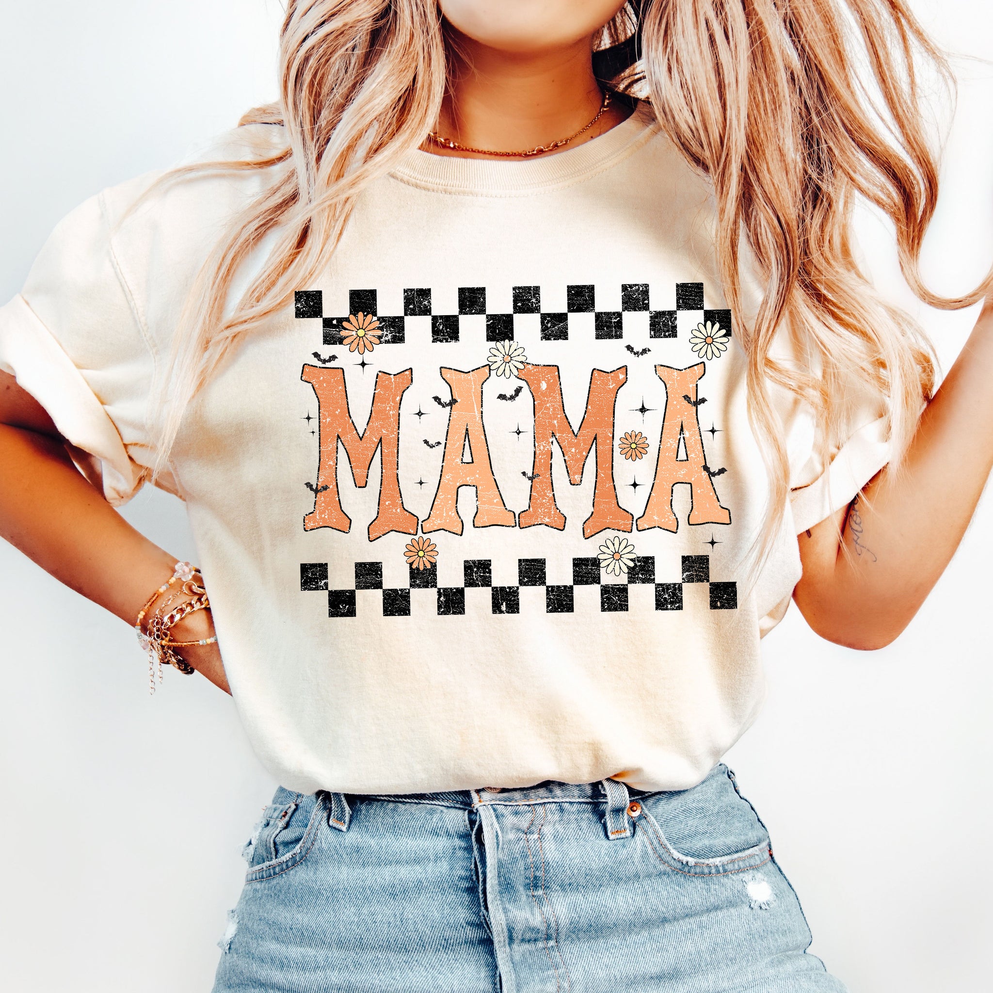 Mama, Checkered, Funny, Retro, Aesthetic, Vintage, Comfort Colors Tshirt