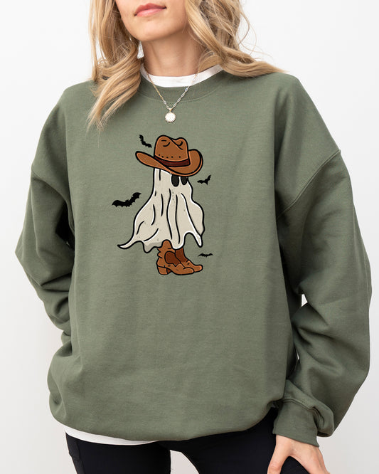 Mini Cowboy Ghost, Funny, Retro, Aesthetic, Vintage Sweatshirt