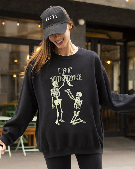 I Got Your Back, Funny Skeleton, Retro, Aesthetic, Vintage Sweatshirt