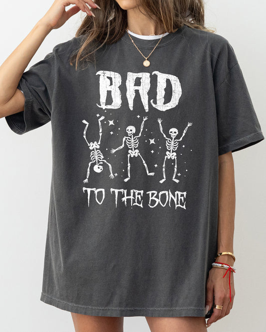 Bad To The Bone, Funny Skeleton, Witch, Aesthetic, Meme, Halloween, Spooky, Costume, Tshirt