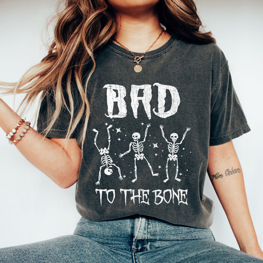 Bad To The Bone, Funny Skeleton, Retro, Aesthetic, Vintage, Comfort Colors Tshirt