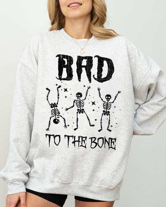 Bad To The Bone, Funny Skeleton, Retro, Aesthetic, Vintage Sweatshirt