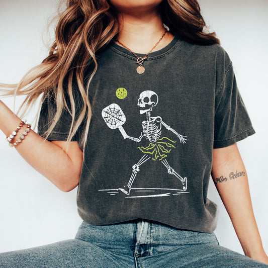 Skeleton Pickleball, Funny, Retro, Aesthetic, Vintage, Comfort Colors Tshirt