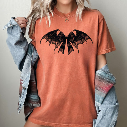 Bat Wings, Vintage Ribbon, Ghost, Western, Witch, Aesthetic, Meme, Halloween, Costume, Tshirt