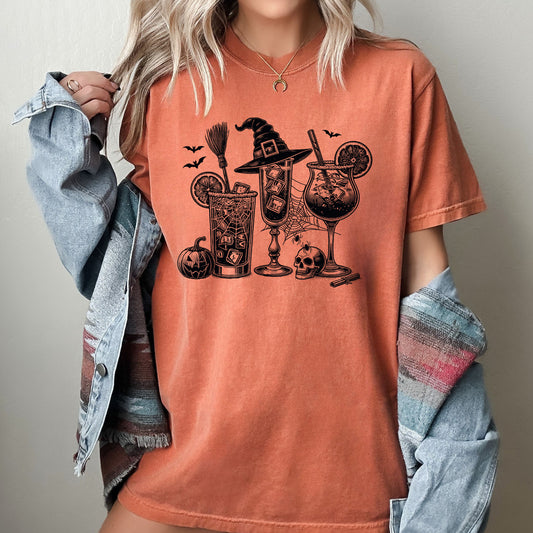 Coffee, Vintage, Drinks, Ghost, Western, Witch, Aesthetic, Meme, Halloween, Costume, Tshirt