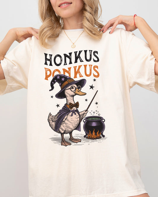 Honkus Poncus, Goose, Duck, Animal Lover, Vintage, Farm, Ghost, Western, Witch, Aesthetic, Meme, Halloween, Costume, Tshirt