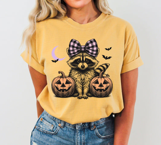 Cute Racoon, Hair Bow, Pumpkin, Vintage, Ghost, Western, Witch, Aesthetic, Meme, Halloween, Costume, Tshirt