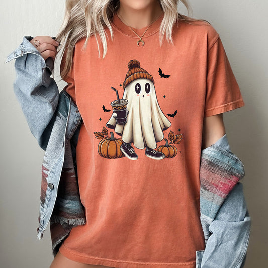 Coffee Lover, Ghost, Vintage, Western, Witch, Aesthetic, Meme, Halloween, Costume, Tshirt