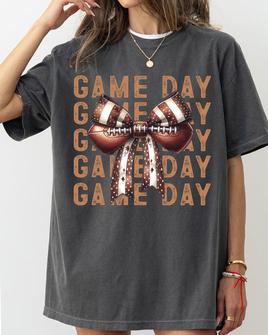 Game Day, Football, Bow, Ribbon, Vintage, Western, Witch, Aesthetic, Meme, Halloween, Costume, Tshirt