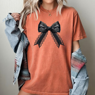 Vintage Black Bow, Ribbon, Skeleton, Ghost, Vintage, Western, Witch, Aesthetic, Meme, Halloween, Costume, Tshirt Comfort Colors T-Shirt