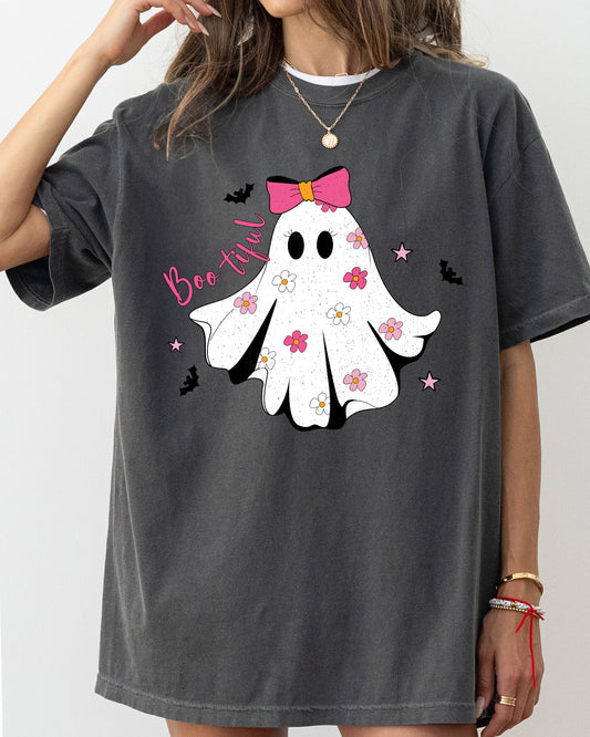 Bootiful Ghost, Coquette, Bow, Vintage, Western, Witch, Aesthetic, Meme, Halloween, Costume, Tshirt