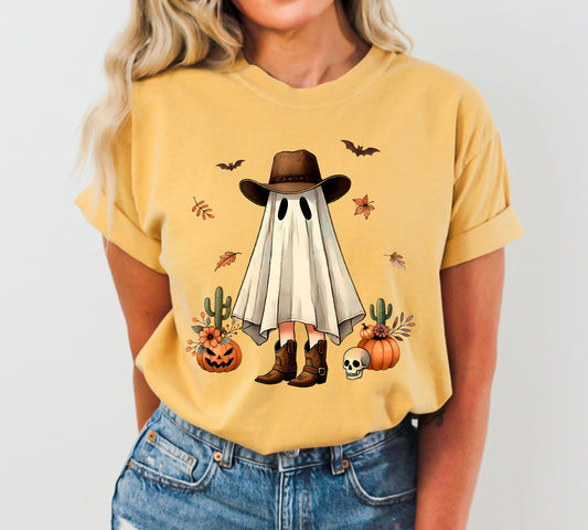 Cowboy Ghost, Pumpkin, Vintage, Western, Witch, Aesthetic, Meme, Halloween, Costume, Tshirt