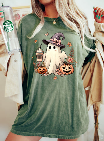 Coffee, Ghost, Vintage, Western, Witch, Aesthetic, Meme, Halloween, Costume, Tshirt Comfort Colors T-Shirt