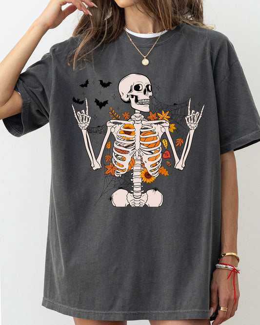 Funny Skeleton, Flowers, Rock, Western, Witch, Aesthetic, Meme, Halloween, Costume, Tshirt