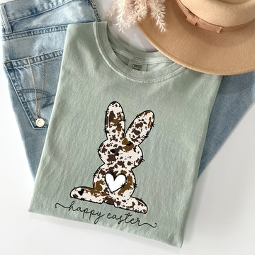 Easter Bunny, Happy Easter Rabbit, Cow Print Comfort Colors Tshirt