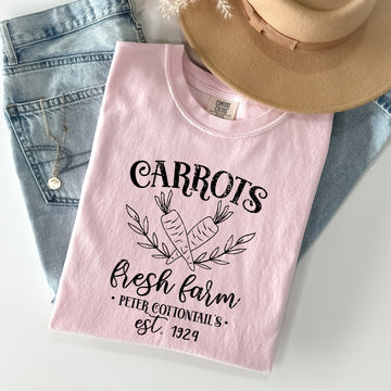 Farm Fresh Carrots, Peter Cottontail, Retro Farm Sign, Easter Comfort Colors Tshirt
