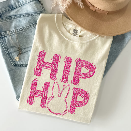 Hip Hop, Retro Glitter Effect, Bunny, Rabbit, Easter Comfort Colors Tshirt