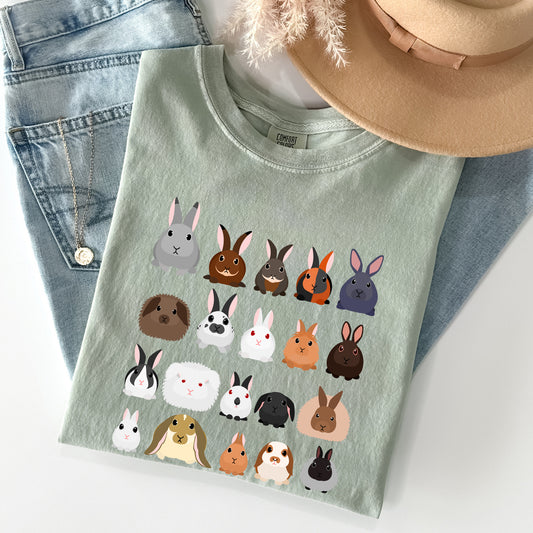 Colorful Rabbit Breeds, Rabbits In A Row, Easter Comfort Colors Tshirt
