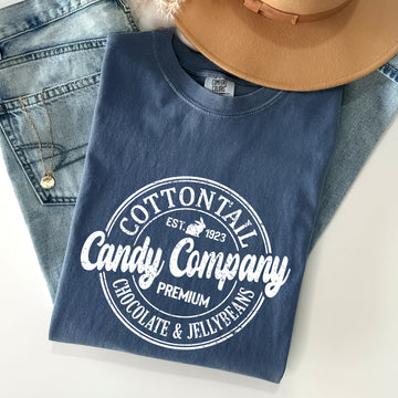 Cottontail Candy Company, Retro Sign, Easter Comfort Colors Tshirt