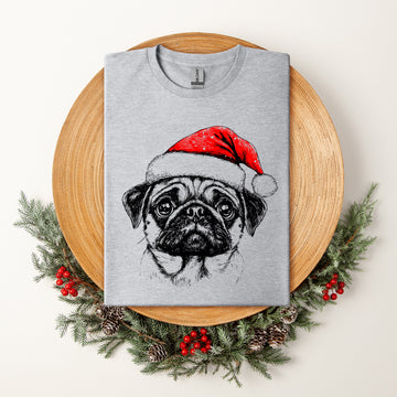 Pug, Santa, Dog, Christmas, Dog Lover, Pet T-Shirt Comfort Colors T-Shirt