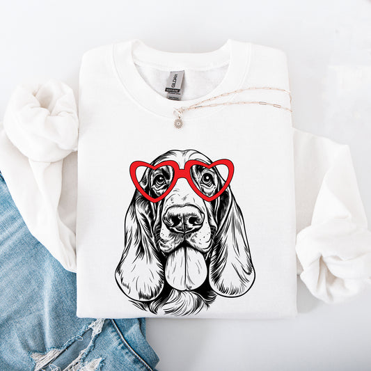 Basset Hound, Pet, Dog Breed, Valentine's Sweatshirt