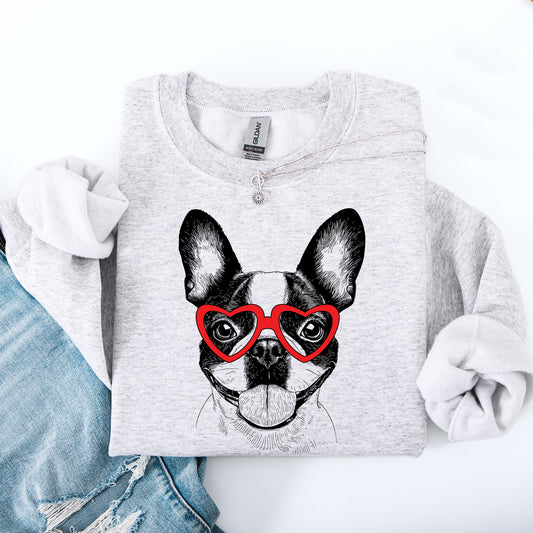 Boston Terrier, Pet, Dog Breed, Valentine's Sweatshirt