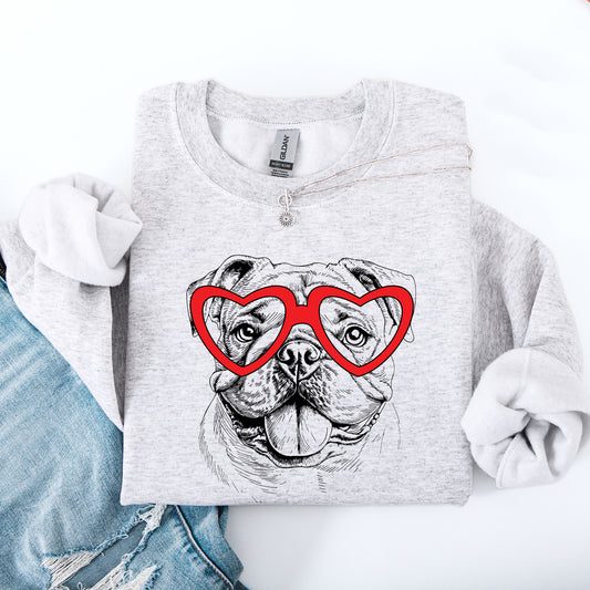 English Bulldog, Pet, Dog Breed, Valentine's Sweatshirt