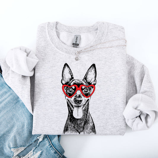 Miniature Pinscher, Min Pin, Pet, Dog Breed, Valentine's Sweatshirt