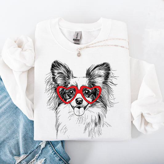 Papillon, Pet, Dog Breed, Valentine's Sweatshirt