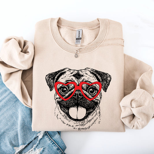 Pug, Pet, Dog Breed, Valentine's Sweatshirt