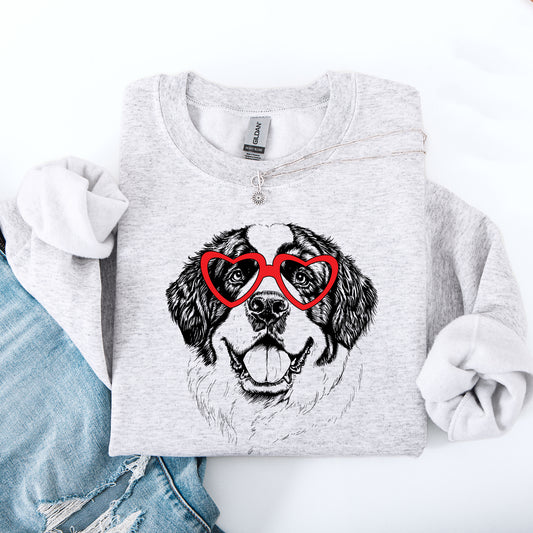 Saint Bernard, Pet, Dog Breed, Valentine's Sweatshirt