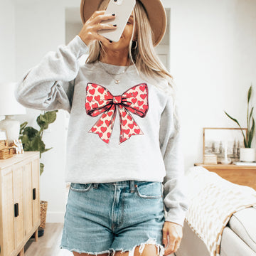 Vintage Bow, Hearts, Coquette, Valentine's Day, Love Sweatshirt