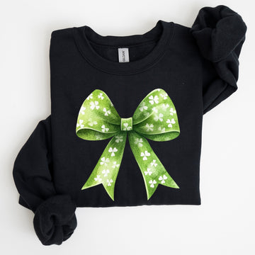 Vintage Coquette, Bow, Shamrock, Clover, Lucky, Retro, Lucky, Irish, Lucky Charm, St Patrick's Day Sweatshirt