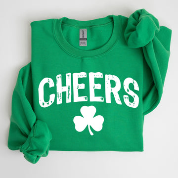 Cheers, Shamrock, Clover, Lucky, Retro, Lucky, Irish, Lucky Charm, St Patrick's Day Sweatshirt