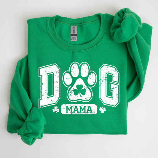 Dog Mama, Coquette, Bow, Shamrock, Clover, Irish, Lucky, Lucky Charm, St Patrick's Day Sweatshirt