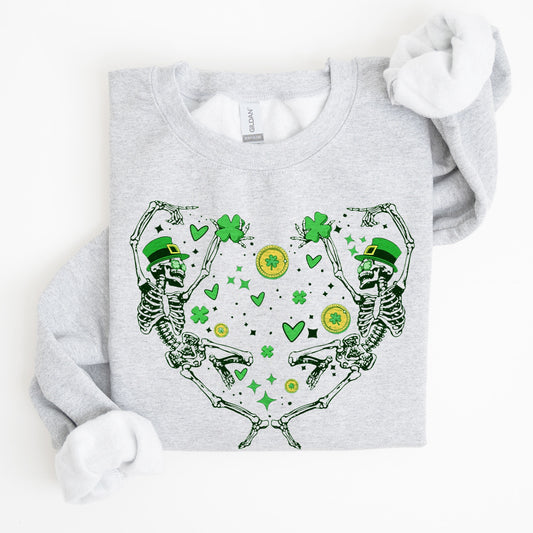 Dancing Skeletons, Irish, Lucky, St. Paddy's Day, Clover, Shamrock, Lucky Charm, St Patrick's Day Sweatshirt