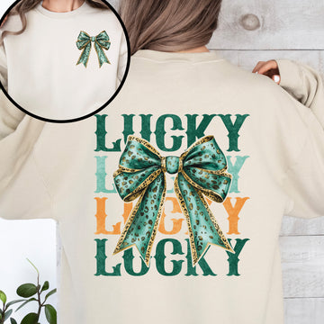 Lucky, St. Paddy's Day, Front and Back, Clover, Shamrock, Lucky Charm, St Patrick's Day Sweatshirt