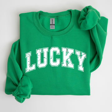 Lucky, St. Paddy's Day, Coquette, Bow, Clover, Shamrock, Irish, Lucky Charm, St Patrick's Day Sweatshirt