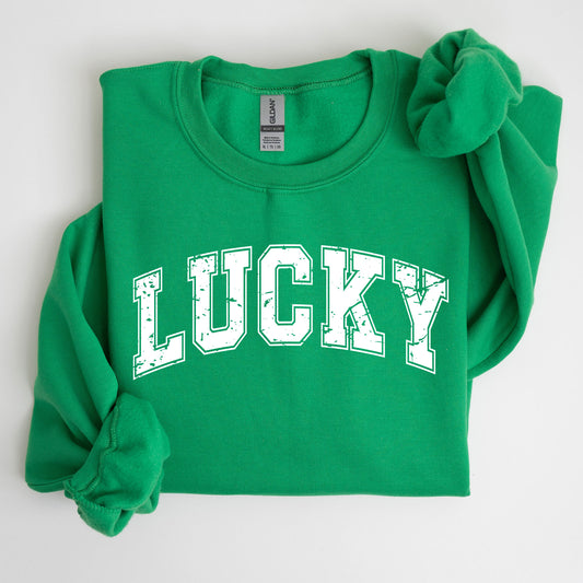 Lucky, St. Paddy's Day, Coquette, Bow, Clover, Shamrock, Irish, Lucky Charm, St Patrick's Day Sweatshirt