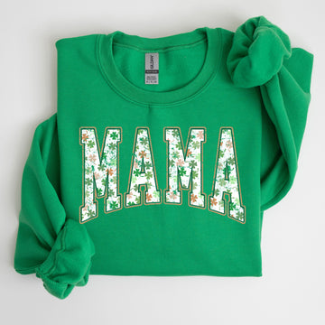 Mama, Retro, St. Paddy's Day, Clover, Shamrock, Lucky, Irish, Lucky Charm, St Patrick's Day Sweatshirt