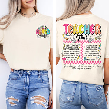 Nacho Average Teacher Back to School Retro Front and Back Edition Comfort Colors Tee