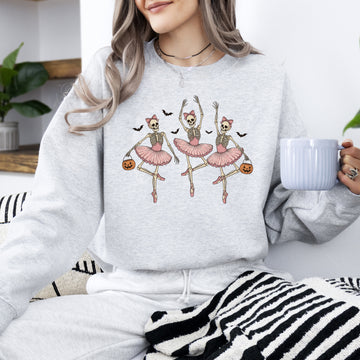 Dancing Skeleton Girls, Halloween, Ghost, Checkered, Retro, Vintage, Spooky, Costume, Fall, Graphic Sweatshirt